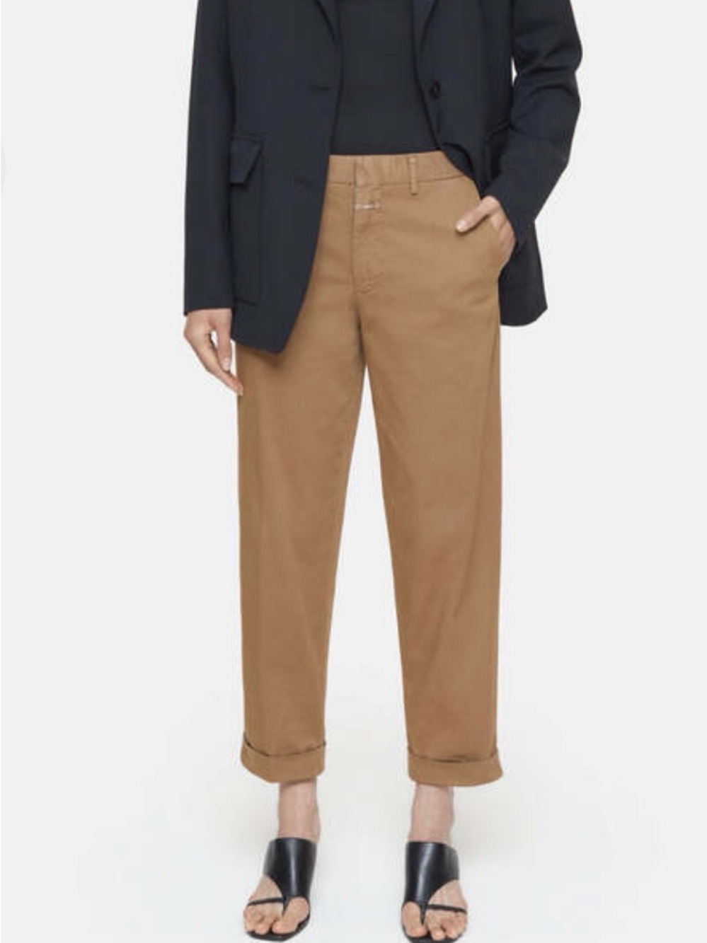 Closed Cropped Tan Chino Trousers